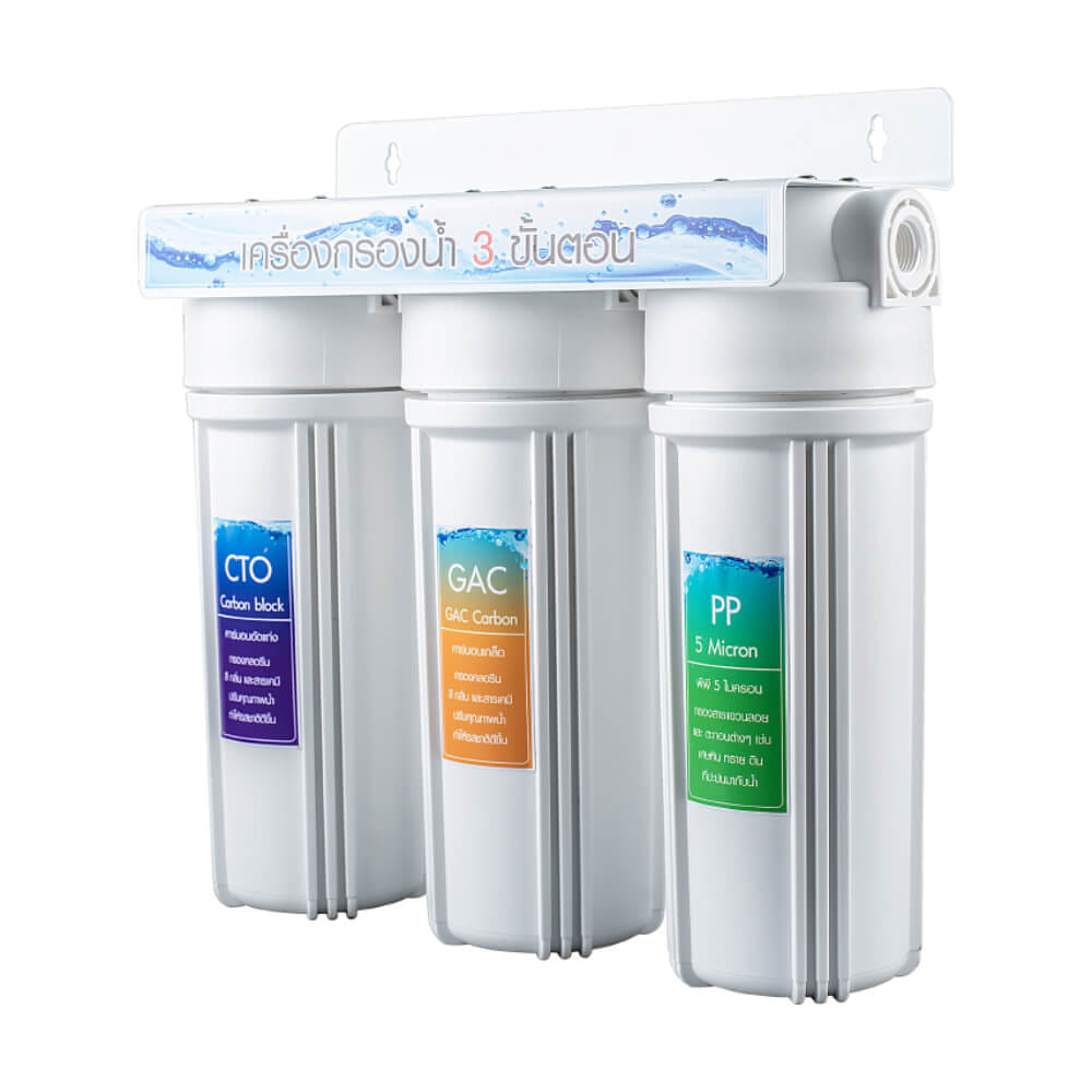 เครื่องกรองน้ำใช้ 3 ขั้นตอน UNI PURE รุ่น UN-S3 ขนาด 10 นิ้ว (พร้อมไส้ PP/CTO/GAC)_1